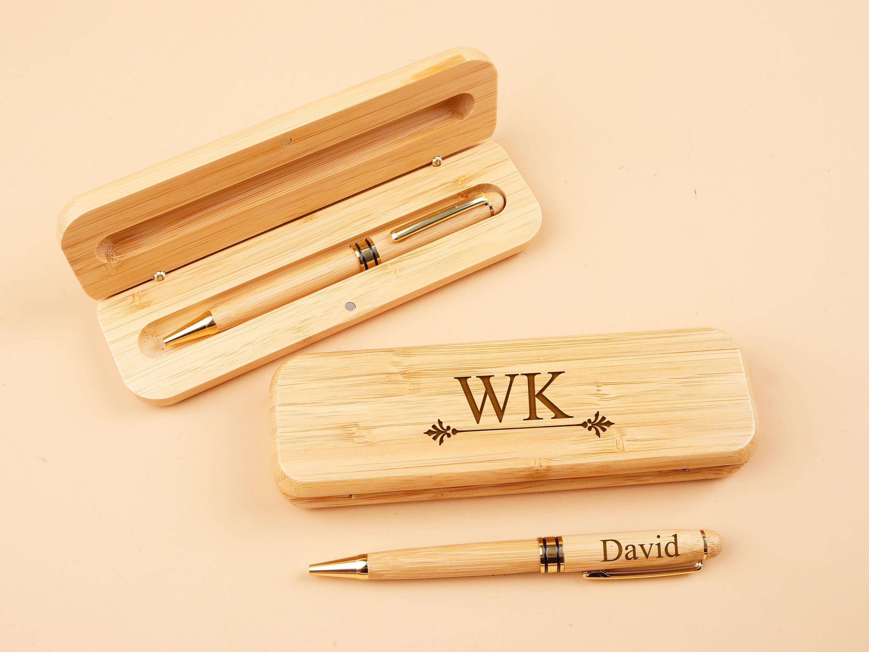 Engraved Wooden Pen Set Monogramed Pen Case