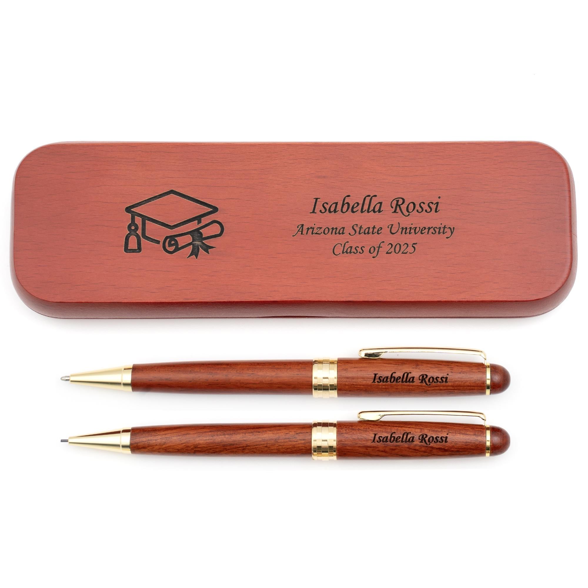 Engraved Graduation Themed Rosewood Pen