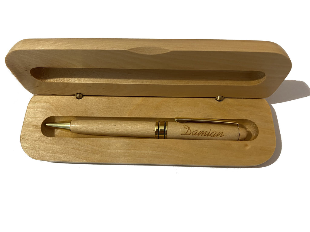 Wooden Pen with Personalized Case