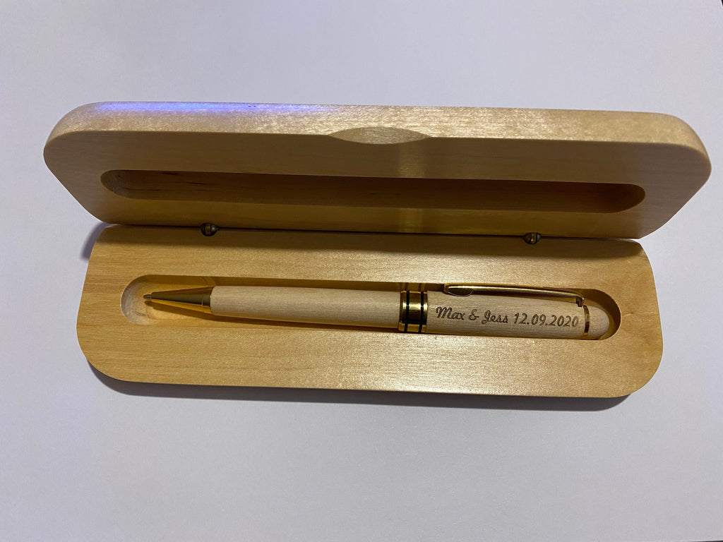 Wooden Pen with Personalized Case