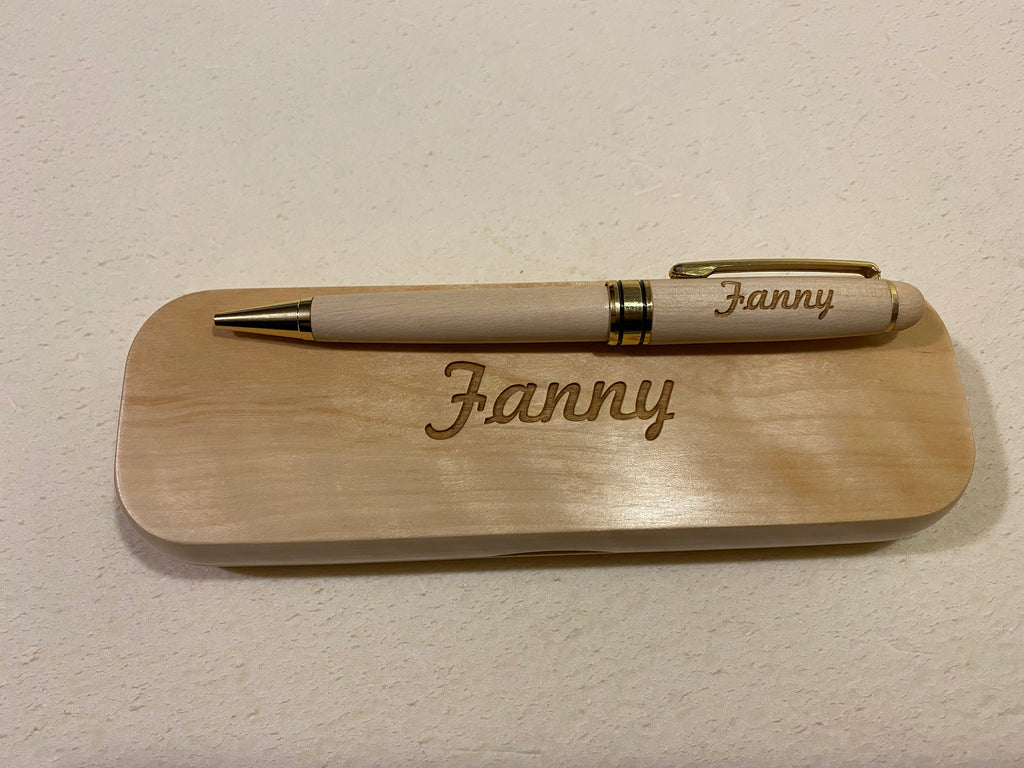 Wooden Pen with Personalized Case