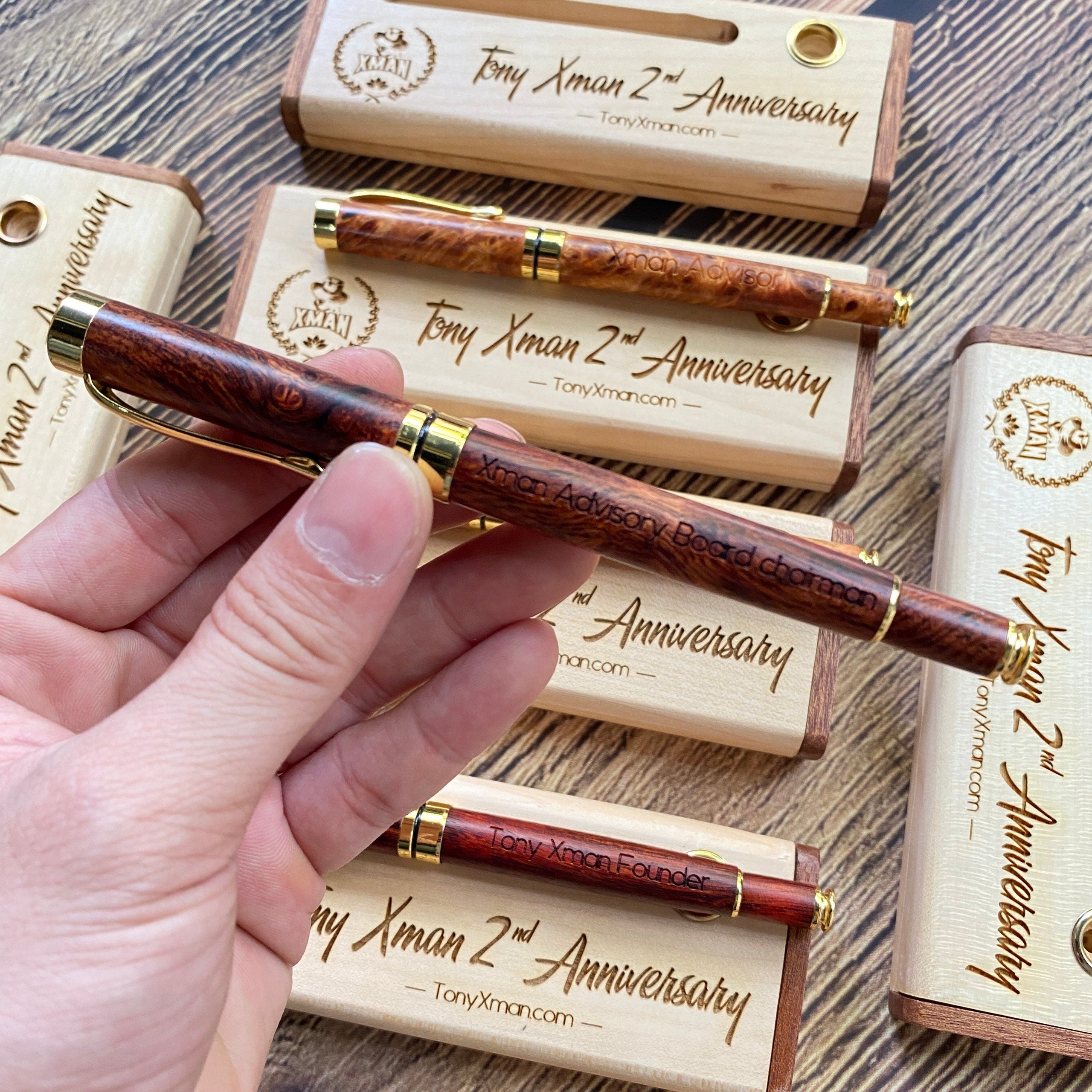 Engraved Fragrant Rosewood Pen and Box