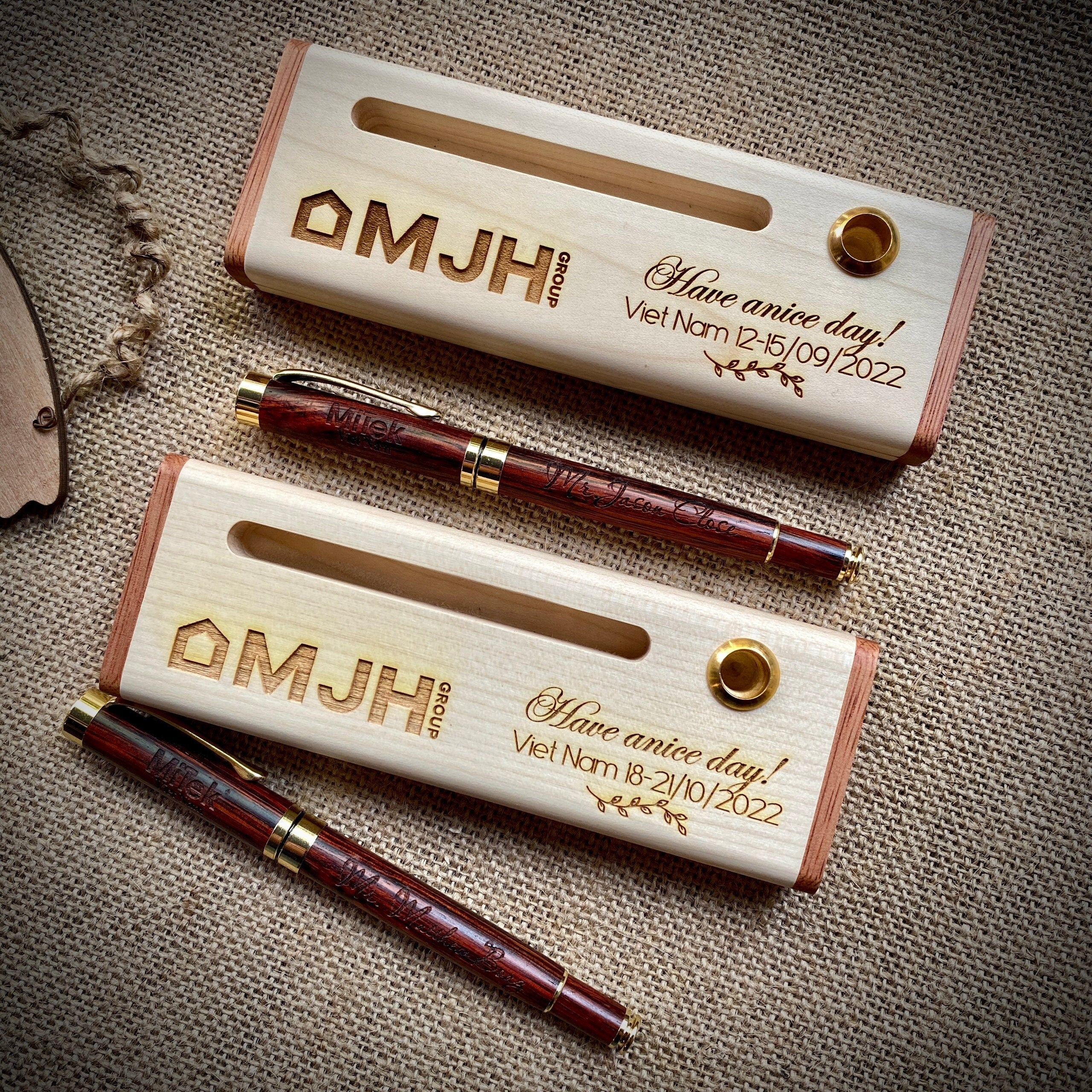 Engraved Fragrant Rosewood Pen and Box