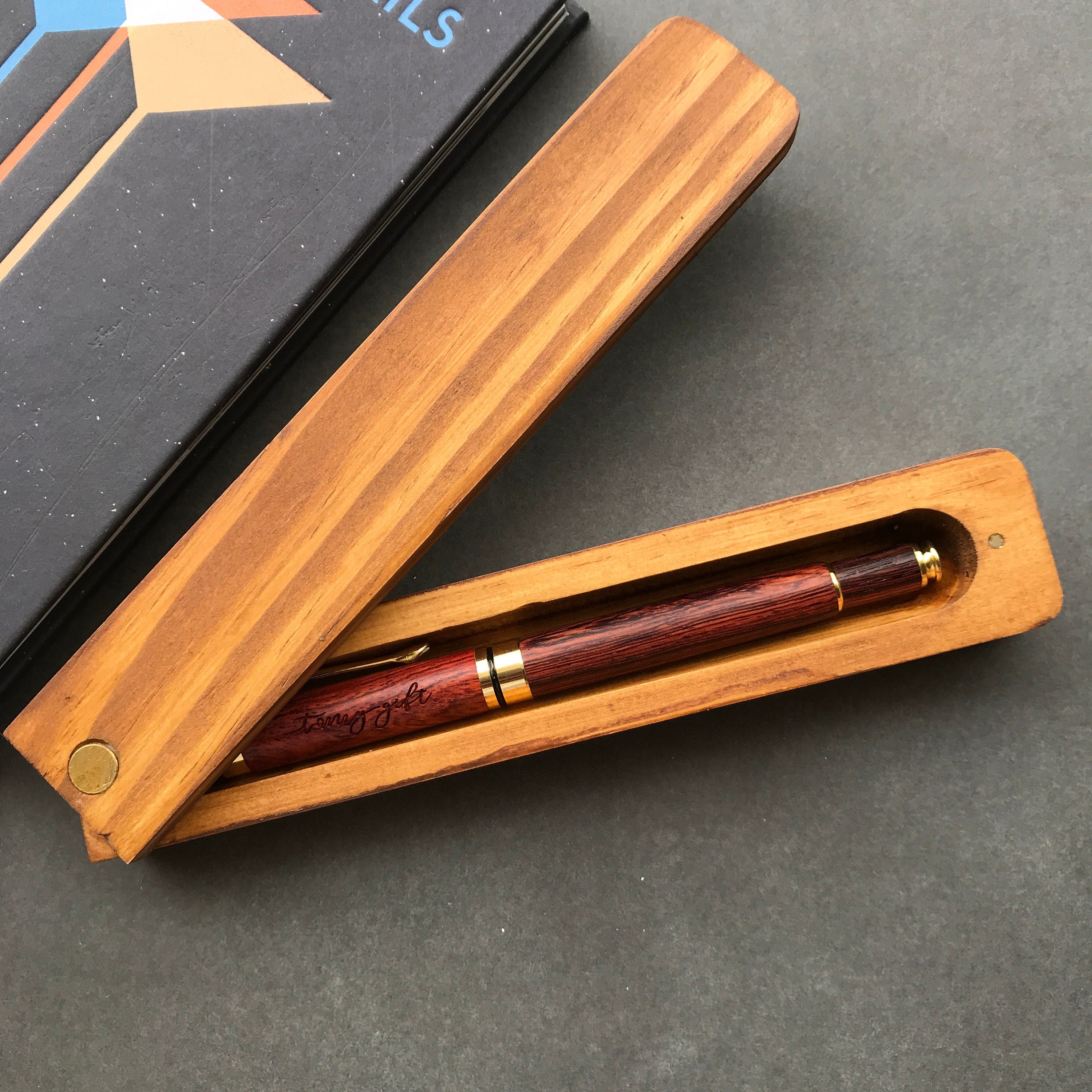 Engraved Fragrant Rosewood Pen and Box