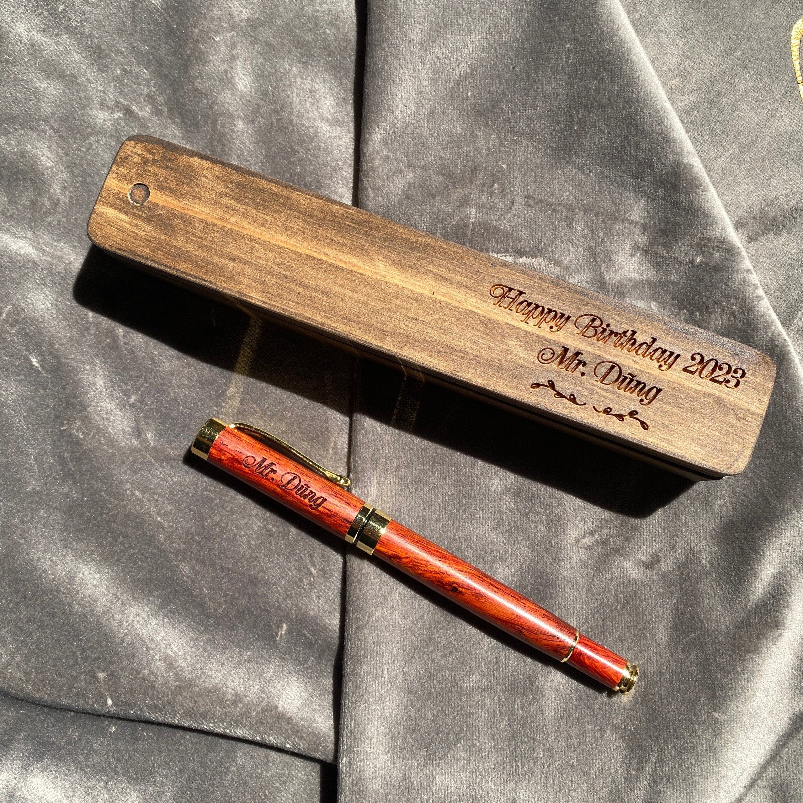 Engraved Fragrant Rosewood Pen and Box