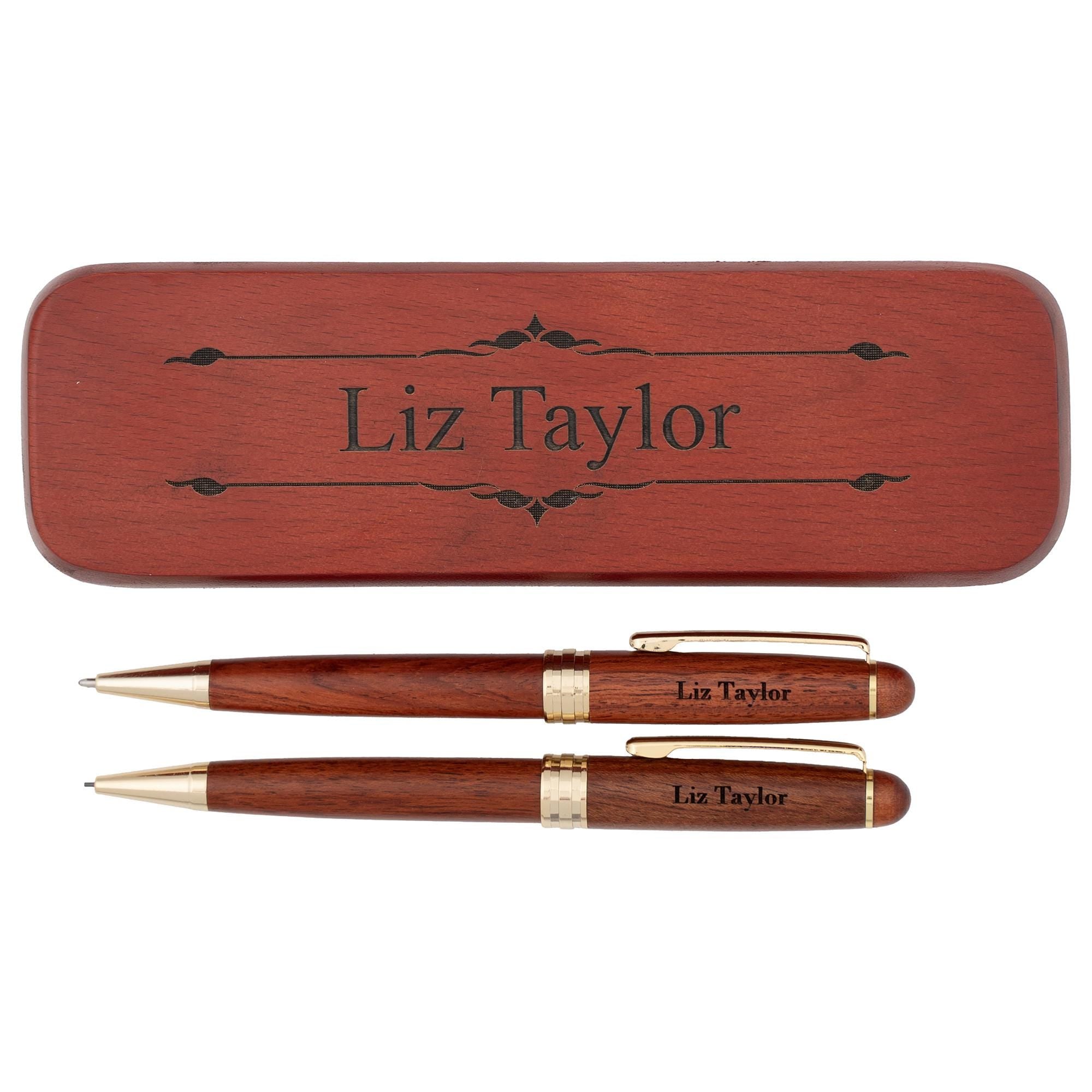 Engraved Deluxe Rosewood Pen and Pencil Gifts