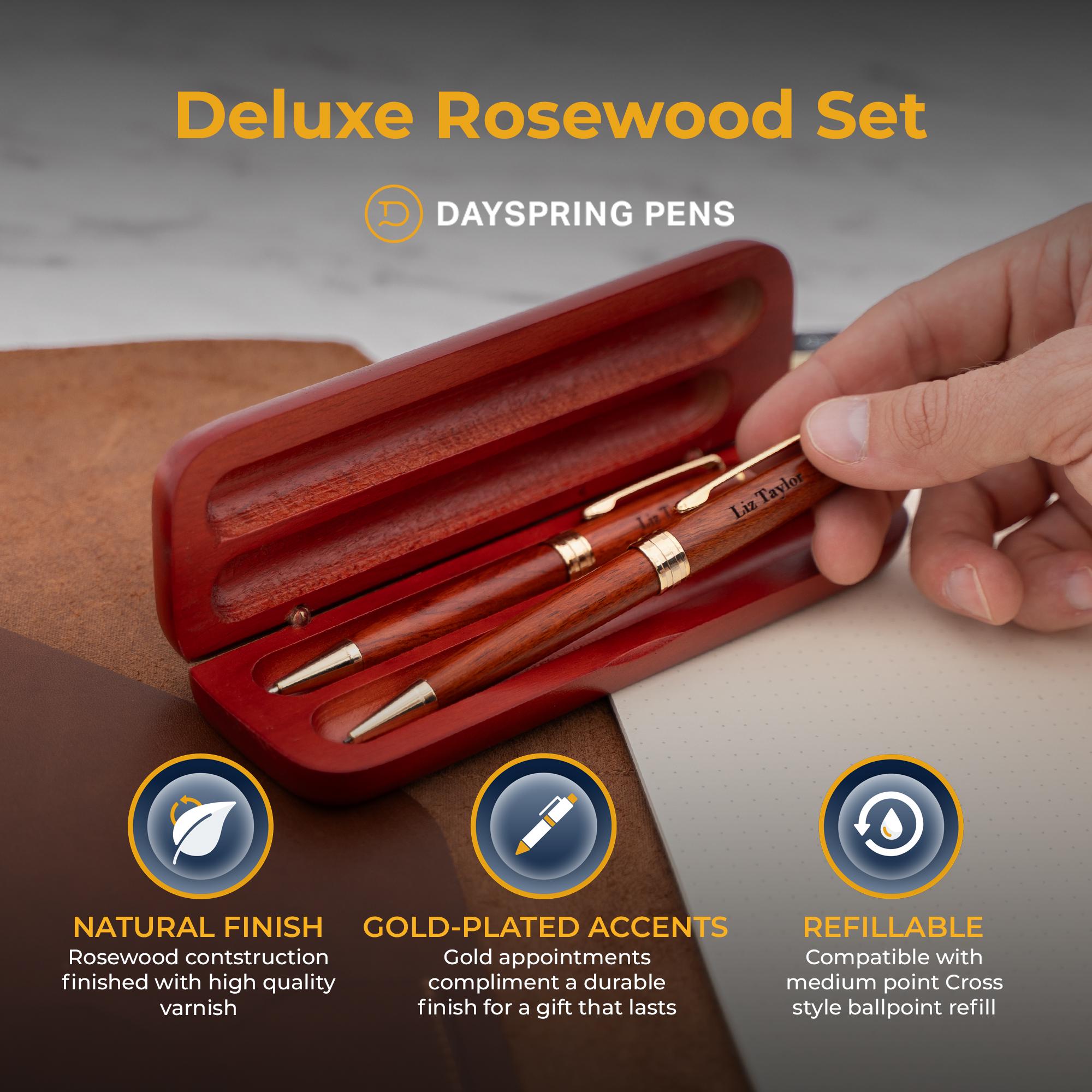 Engraved Deluxe Rosewood Pen and Pencil Gifts