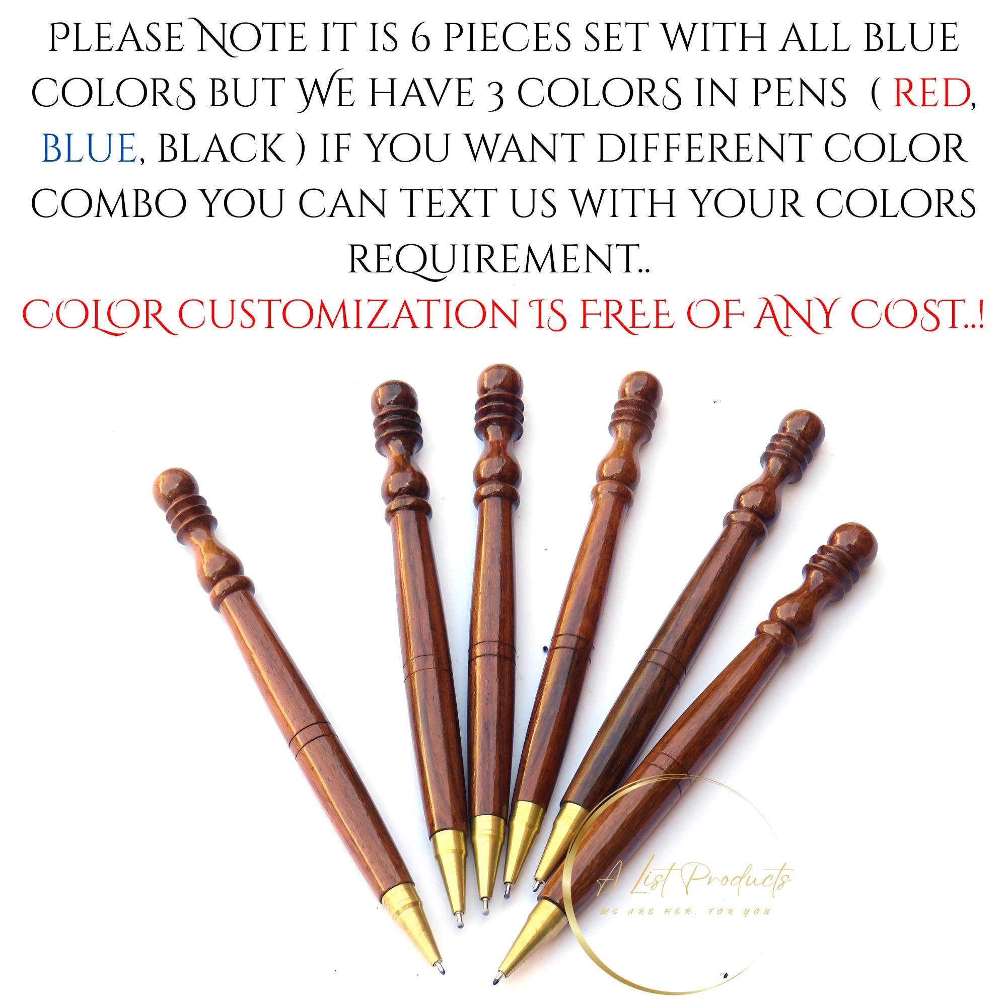 Wooden Pen for Gifts Set of 6 Pieces Ball Pen