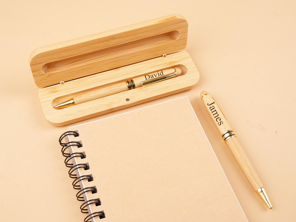 Engraved Wooden Pen Set Monogramed Pen Case
