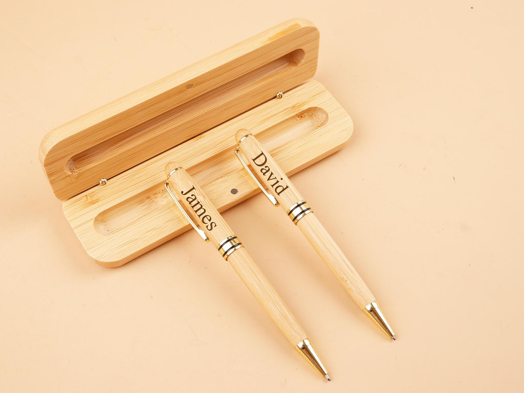 Engraved Wooden Pen Set Monogramed Pen Case
