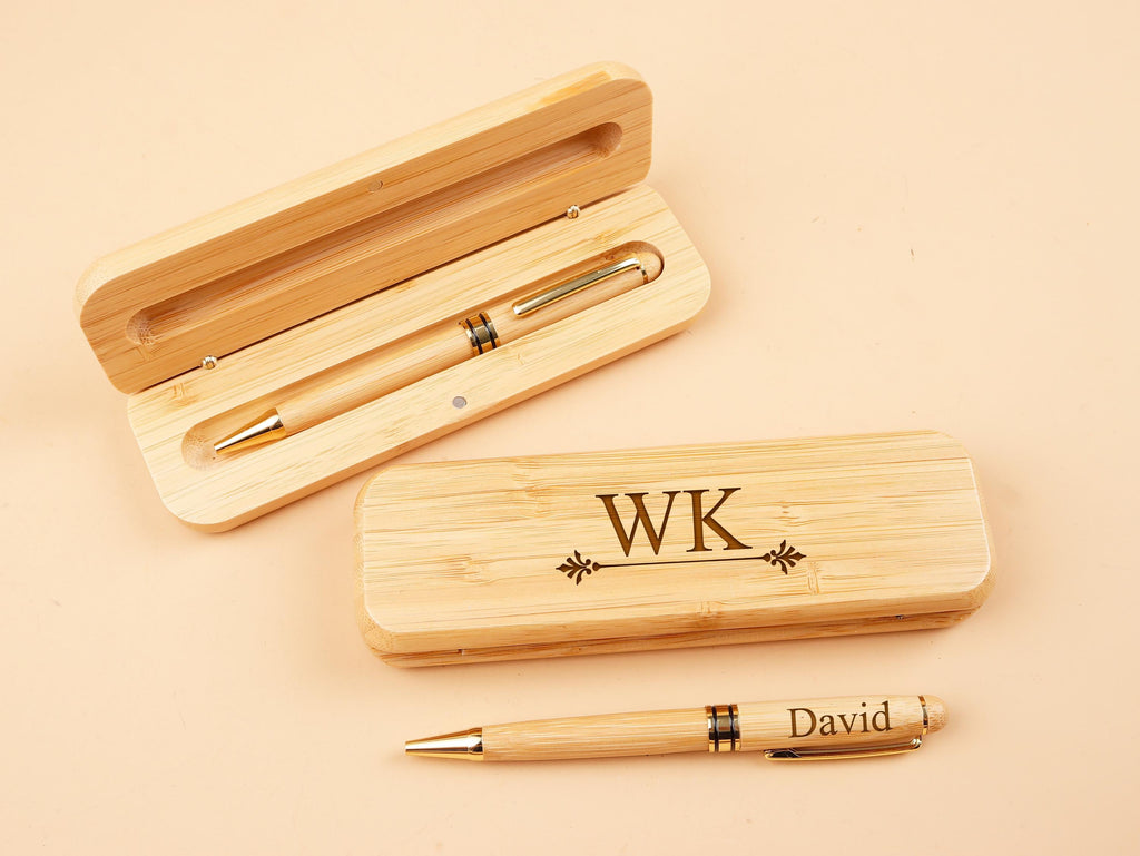 Engraved Wooden Pen Set Monogramed Pen Case