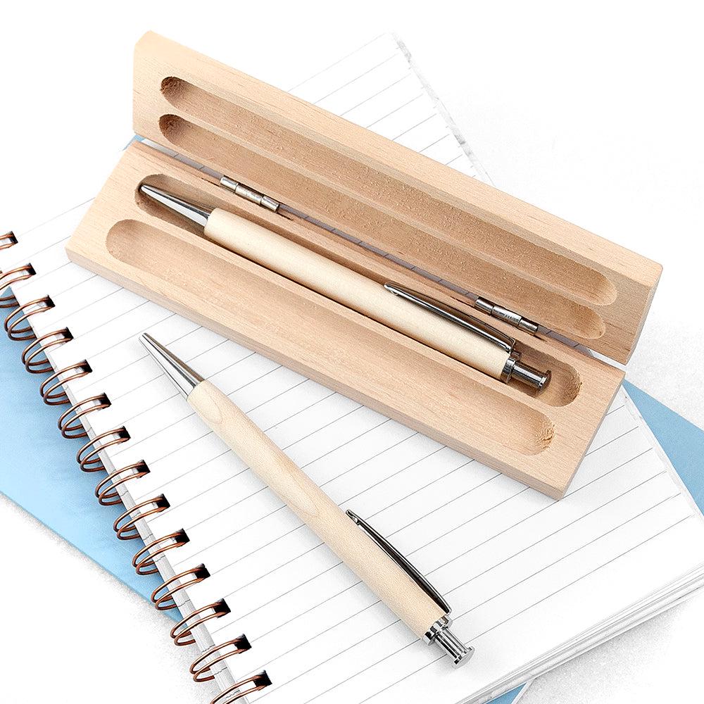 Personalised Wooden Floral Ballpoint Pen Set